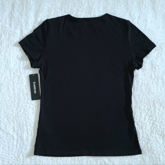 bebe Black🖤 Ribbed Top with Teal Blue💙 Rhinestones💎 - NWT - Picture 2 of 16